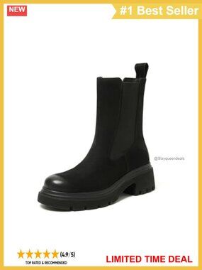Women's Leather Chunky Chelsea Ankle Boot Platform Lug Sole Comfort Booties